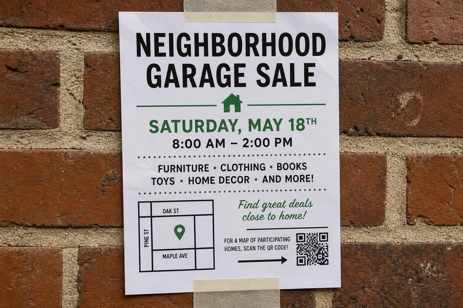 printed flyer wall closeup