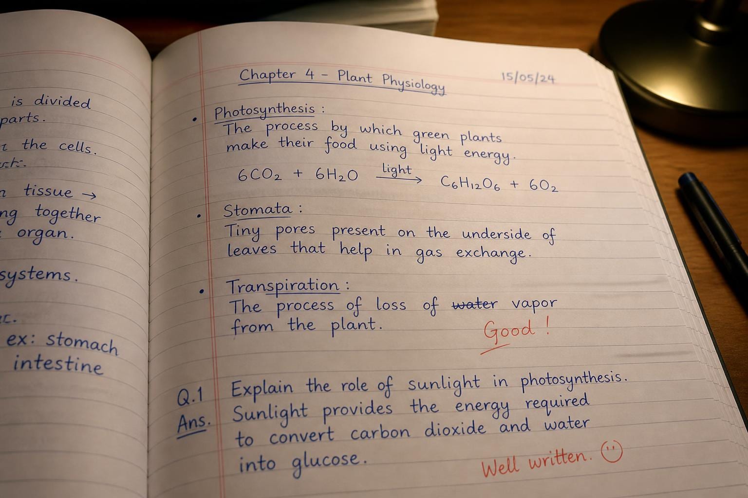 handwritten study notebook page