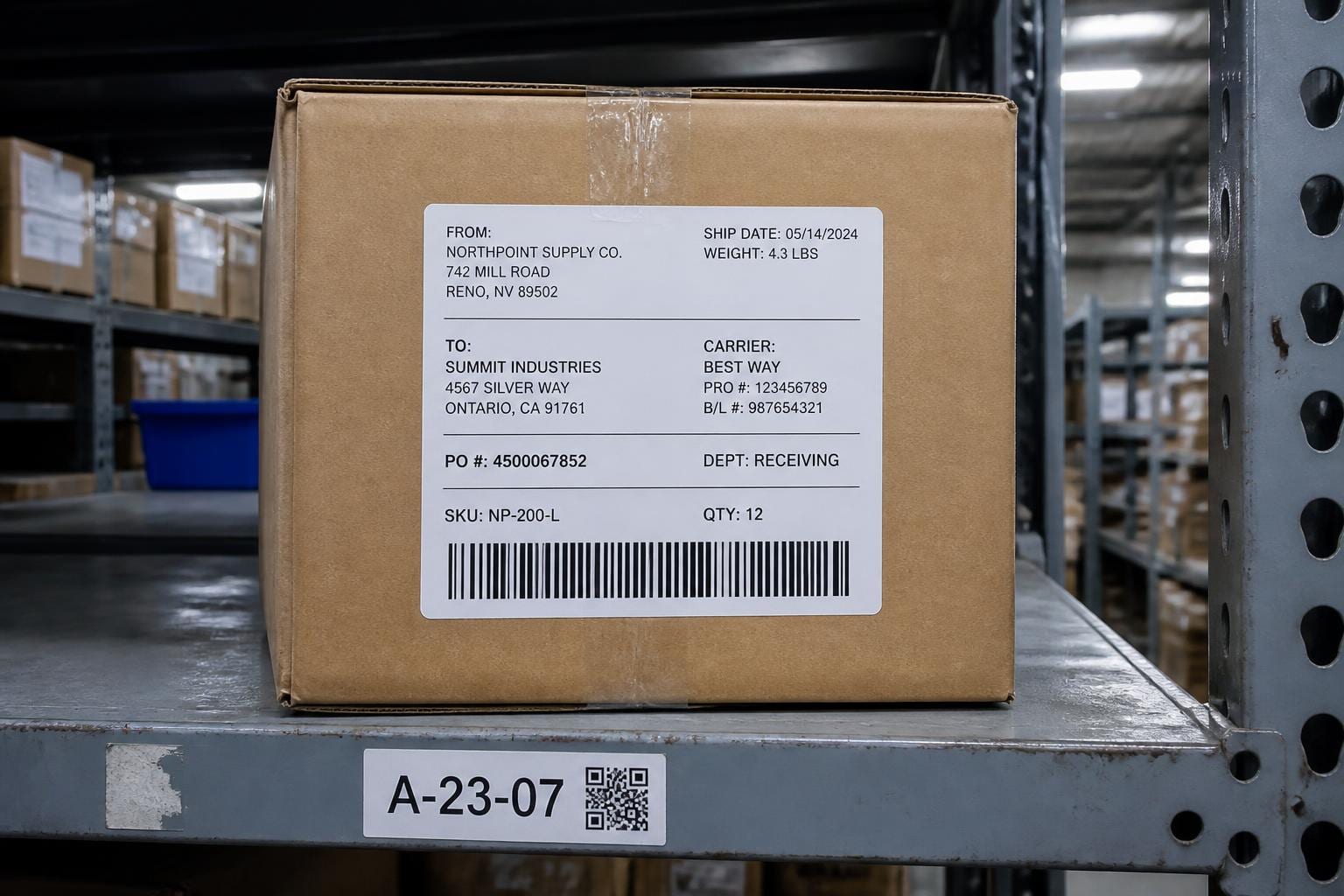 cardboard shipping box label barcode